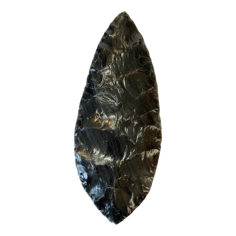 Black Obsidian Spearhead 5 Inch Arrowhead Stone Hand Carved Replica Gemstone